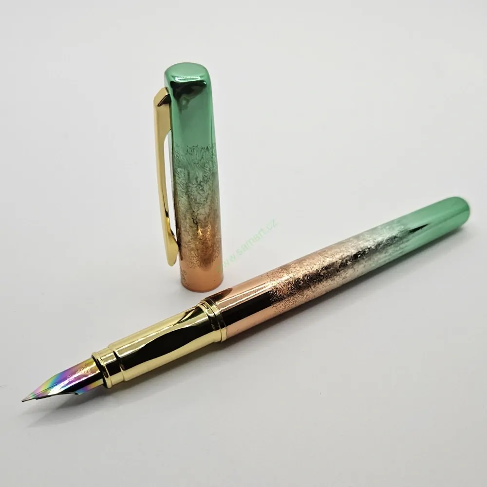 Kovové pero OrangeGreenCrystal